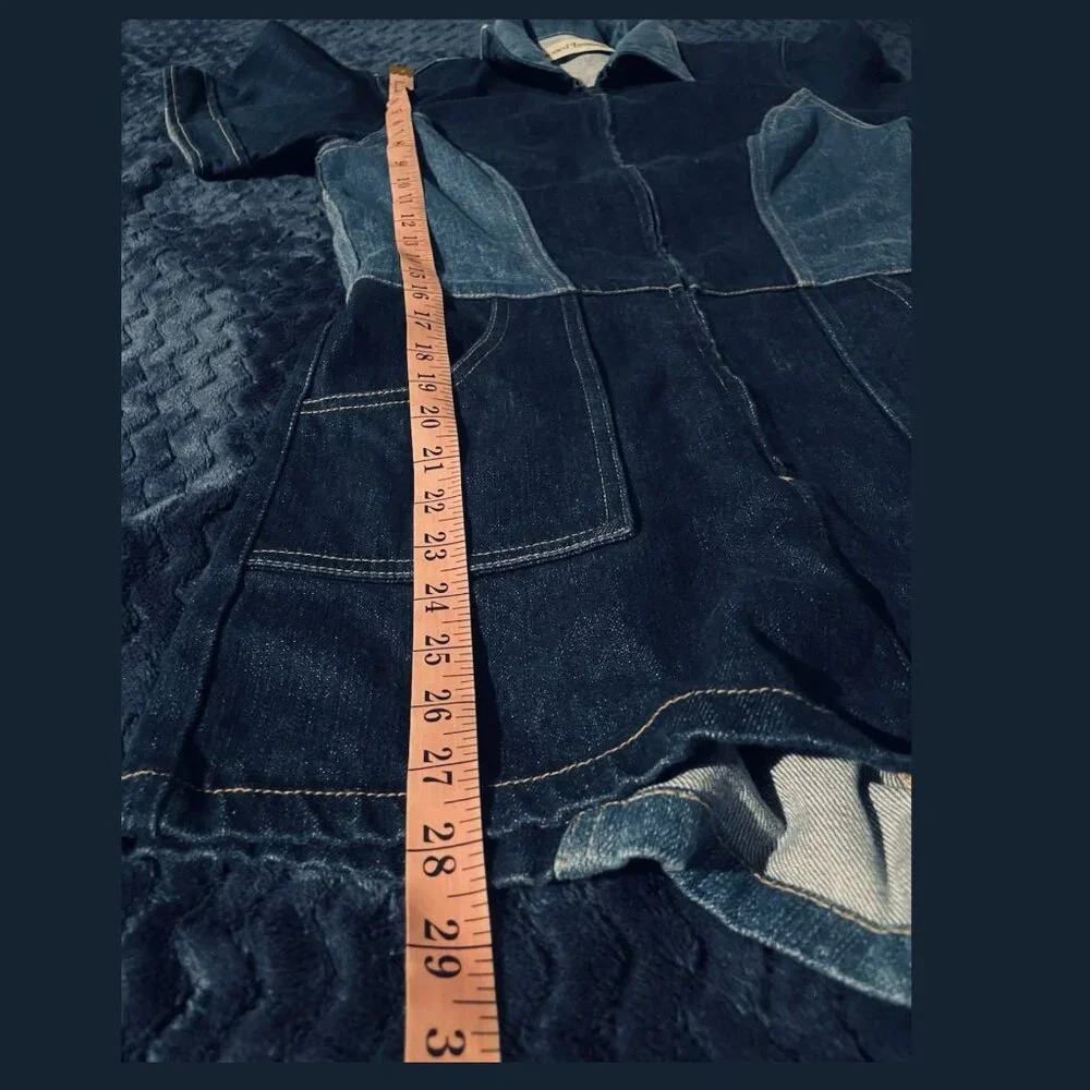Stoned Immaculate Womens Size Medium Denim Romper Short Sleeve USA Made *No Belt - Picture 3 of 5